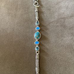 925 Turquoise 5.36 CTW Blue Topaz & Lab Opal Quartz
