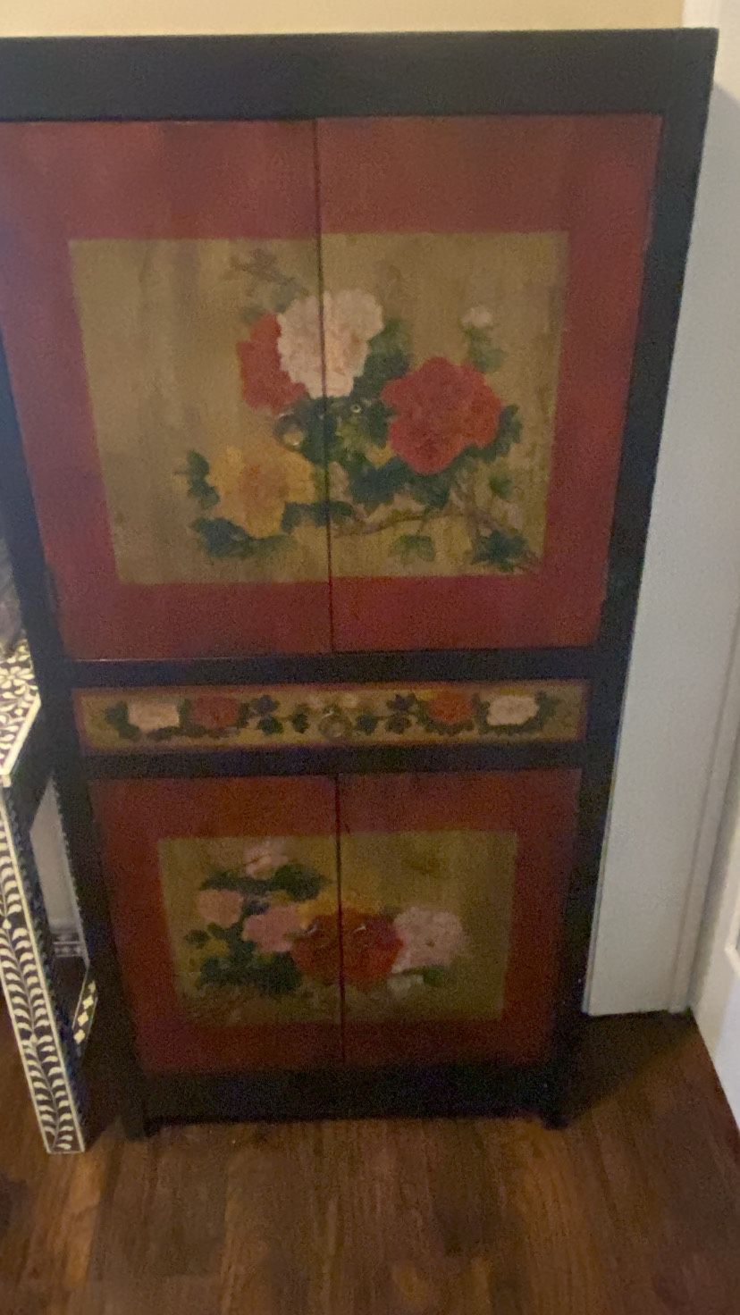 Antique Rose China Cabinet/Wine Rack