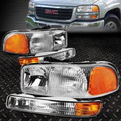 Pair 1999-2006 GMC Sierra 1500 Yukon Headlights Headlamps Left Right Side 