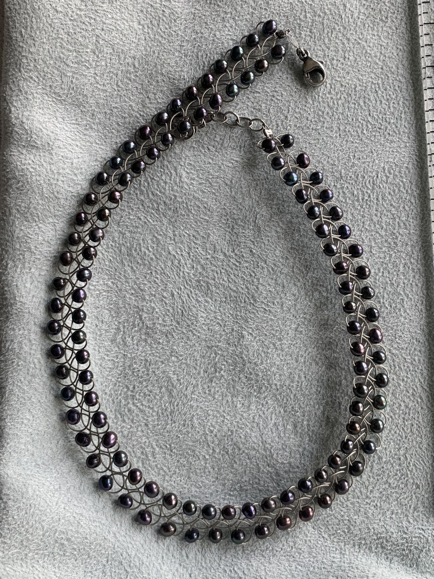 Sterling Clasp Choker Wired Pearl Necklace