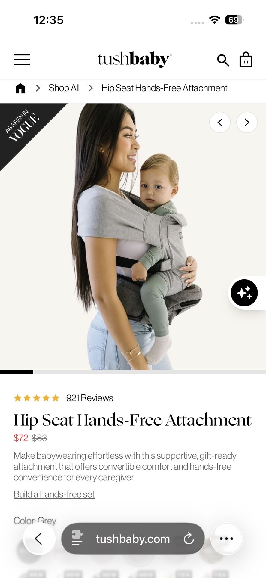 Tushybaby Hip Seat Hands Free Attachment