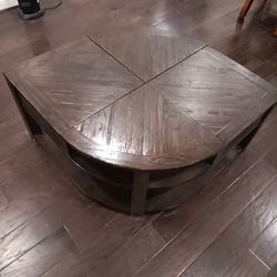 Coffee Table With Lifted Leaves,  Solid Wood