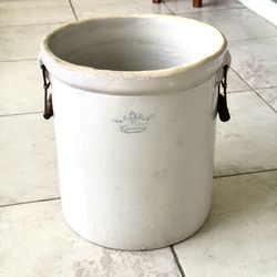 Antique No. 6 Gallon Blue Crown Robinson Ransbottom Stoneware Crock