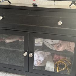 Black TV Stand W/ Glass Doors