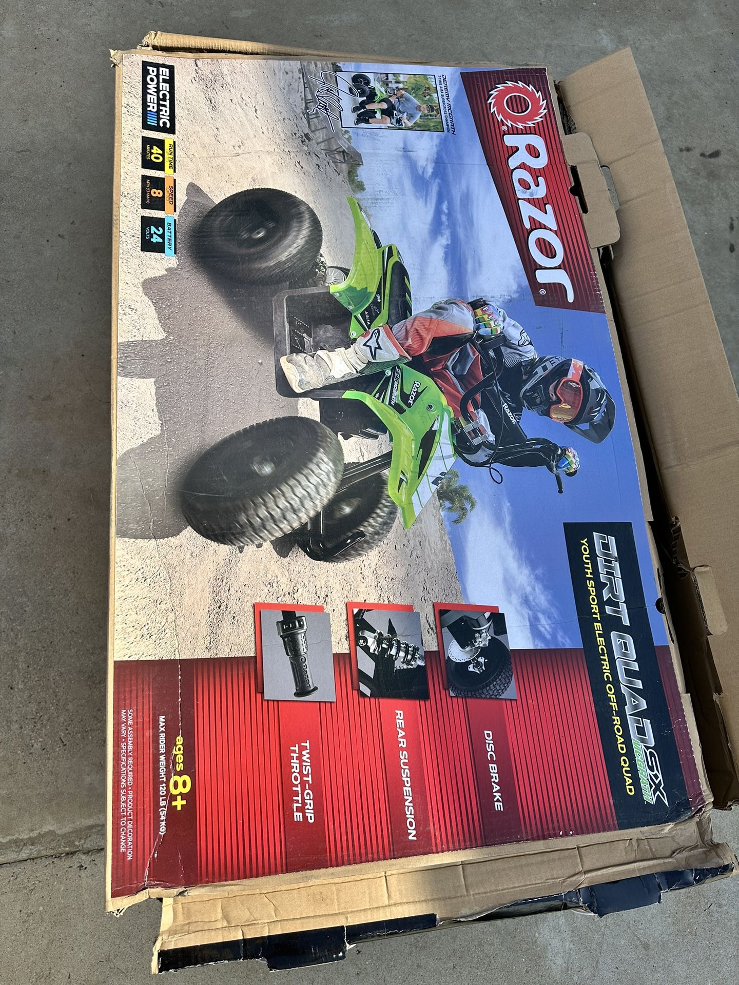 Razor 24V Dirt Quad SX McGrath Powered RideOn Green for Sale in