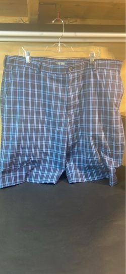 Men's Blue Plaid Izod Golf Shorts
