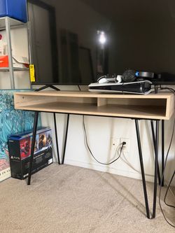 Wood Desk / Console Table with Hairpin Legs