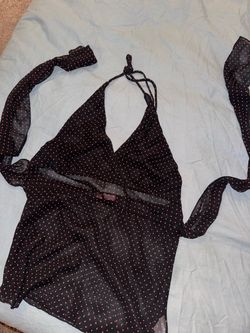 Halter Top Black with Pink Polka Dots