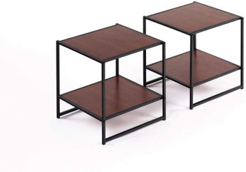 Modern Studio Collection Set of Two 20 Inch Square Side/End Tables/Night Stands