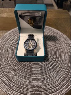 Bibi Men's Luxury Chronograph Analog Watch Black Metal Strap Round Box