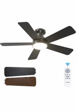 addlon Ventiladores de techo con luces, ventilador de techo de perfil bajo de 42 pulgadas con luz y control remoto, montaje al ras, reversible, 3CCT,