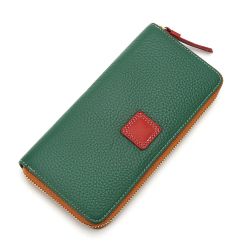 Genuine Leather Long Zipper Wallet for Women. 