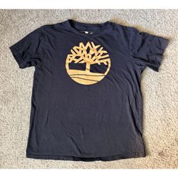 Timberland Black Graphic Tee — Gold Tree Logo, Youth Large (14/16), Pre-Owned