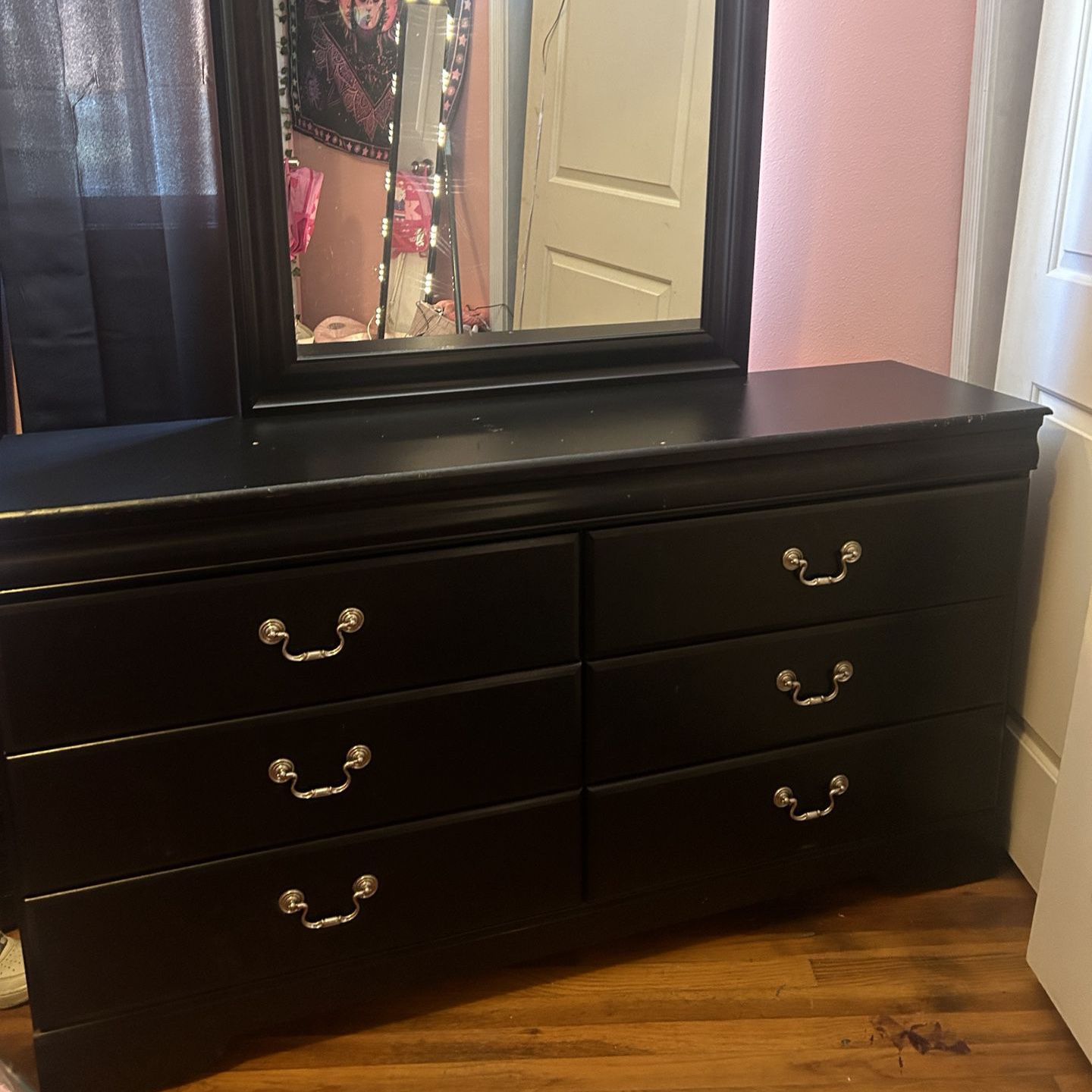 Black dresser with mirror 