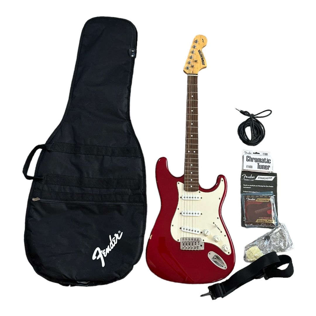 Starcaster By Fender Strat Red Electric Guitar + Fender Guitar Case