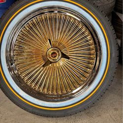 22” Center Gold 150 Spoke Wire Wheels 285/45R22 Vogue Tires we finance