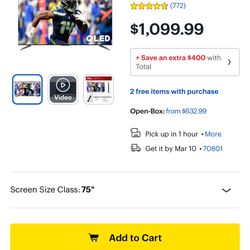 75’ TCL QLED HD TV 