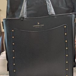 London Fog Tote Bag  -Sophia Studded  -Black . 100 Anniversary Collection