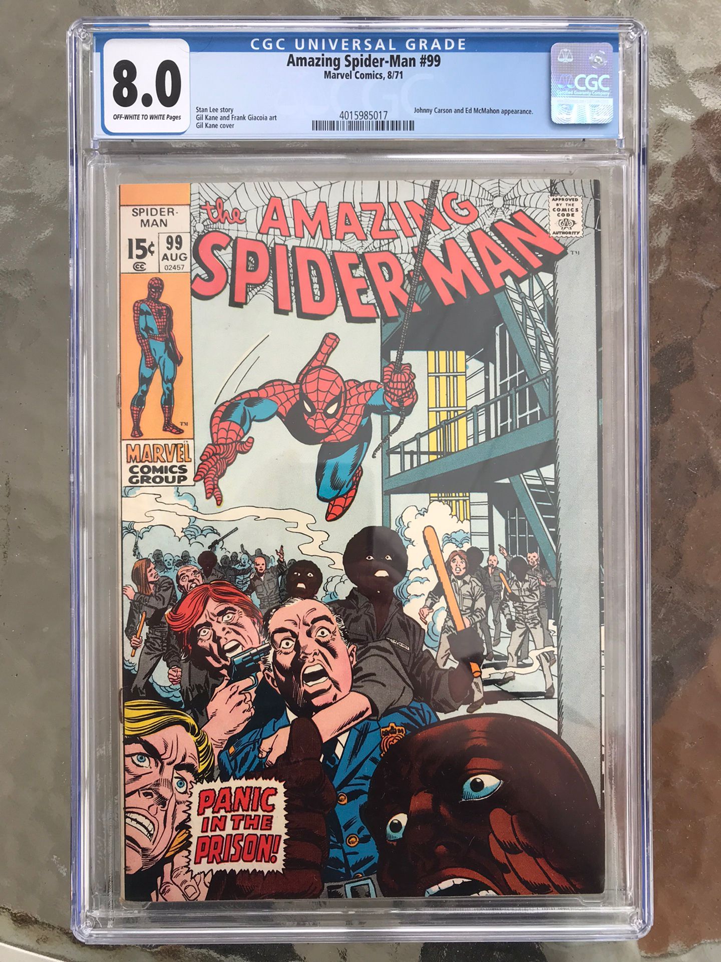 Amazing Spider-Man #99 (1971) CGC 8.0 — O/w to White Pages; Johnny Carson
