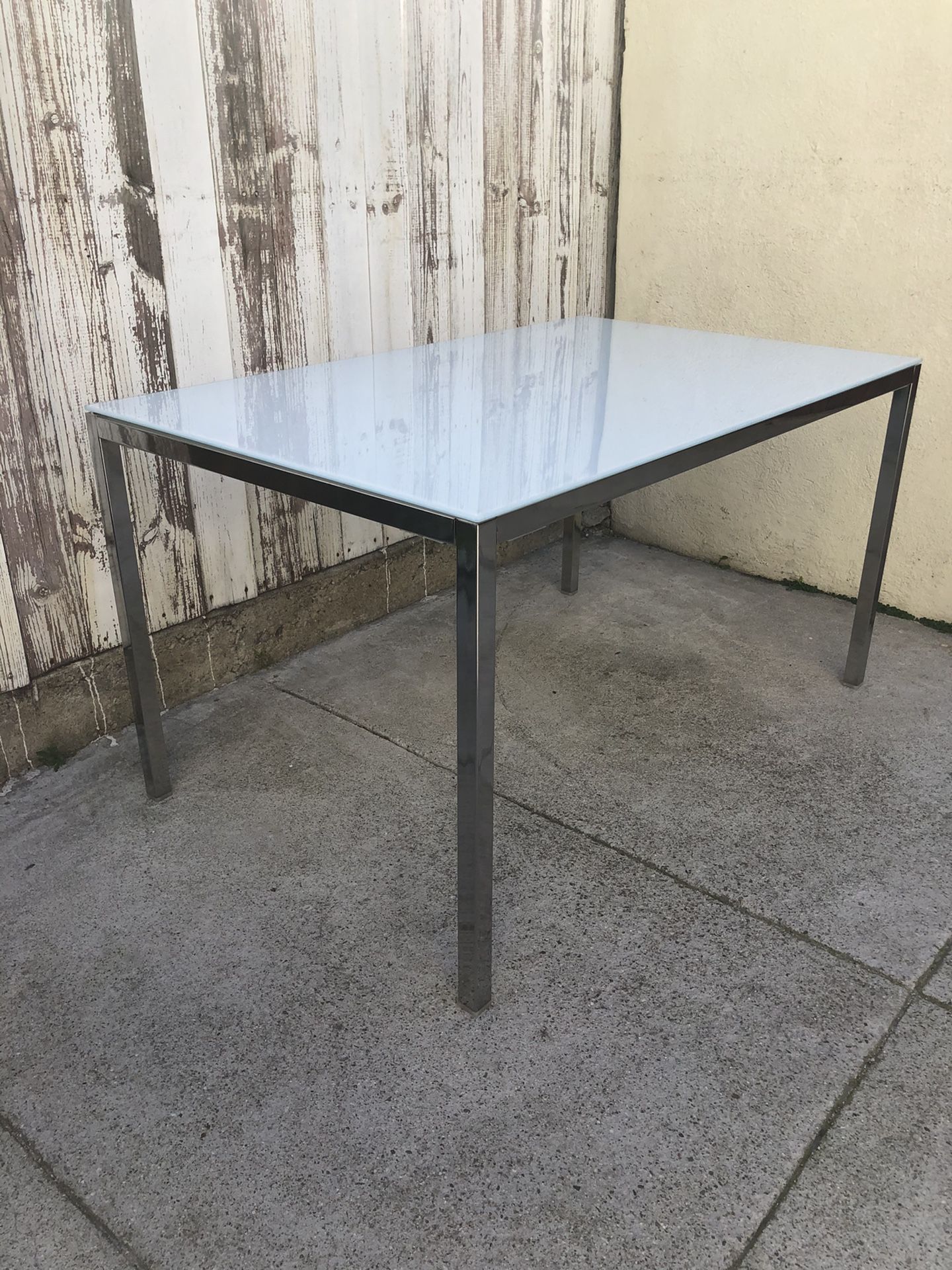 Modern Frosted Glass and Chrome Table