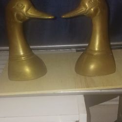 Vintage Solid Brass Mallard Duck Head Bookends MARKED DOWN 30%NEED GONE TODAY SELLING AS IS!