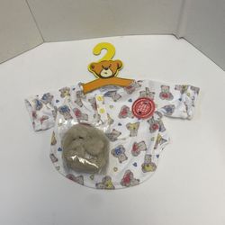 Build A Bear Vintage Nightgown Pajamas PJs Brown Tan Slippers Plush House Shoes