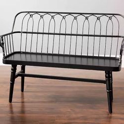 Black Metal and Wood Amy Bench