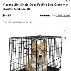Vibrant Life, Single-Door Folding Dog Crate with Divider, Medium, 30"