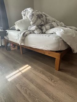 Bed frame Queen. Mattress if you want