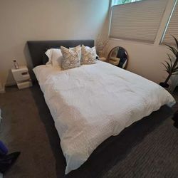 FREE Queen Upholstered bed frame Crate & Barrel