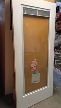 36x79 exterior door fiberglass with mini blinds,slab only no frame,