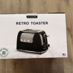 New in Box Servappetit Retro Toaster Two Slice Gloss Black