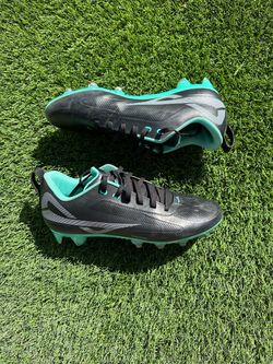 Caddix Men's Football and Lacrosse Cleats Black/Teal Lace Up Low Top Size 11.5