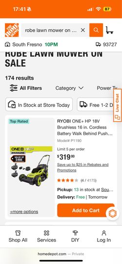 RYOBI ELECTRIC MOWER BEST OFFER