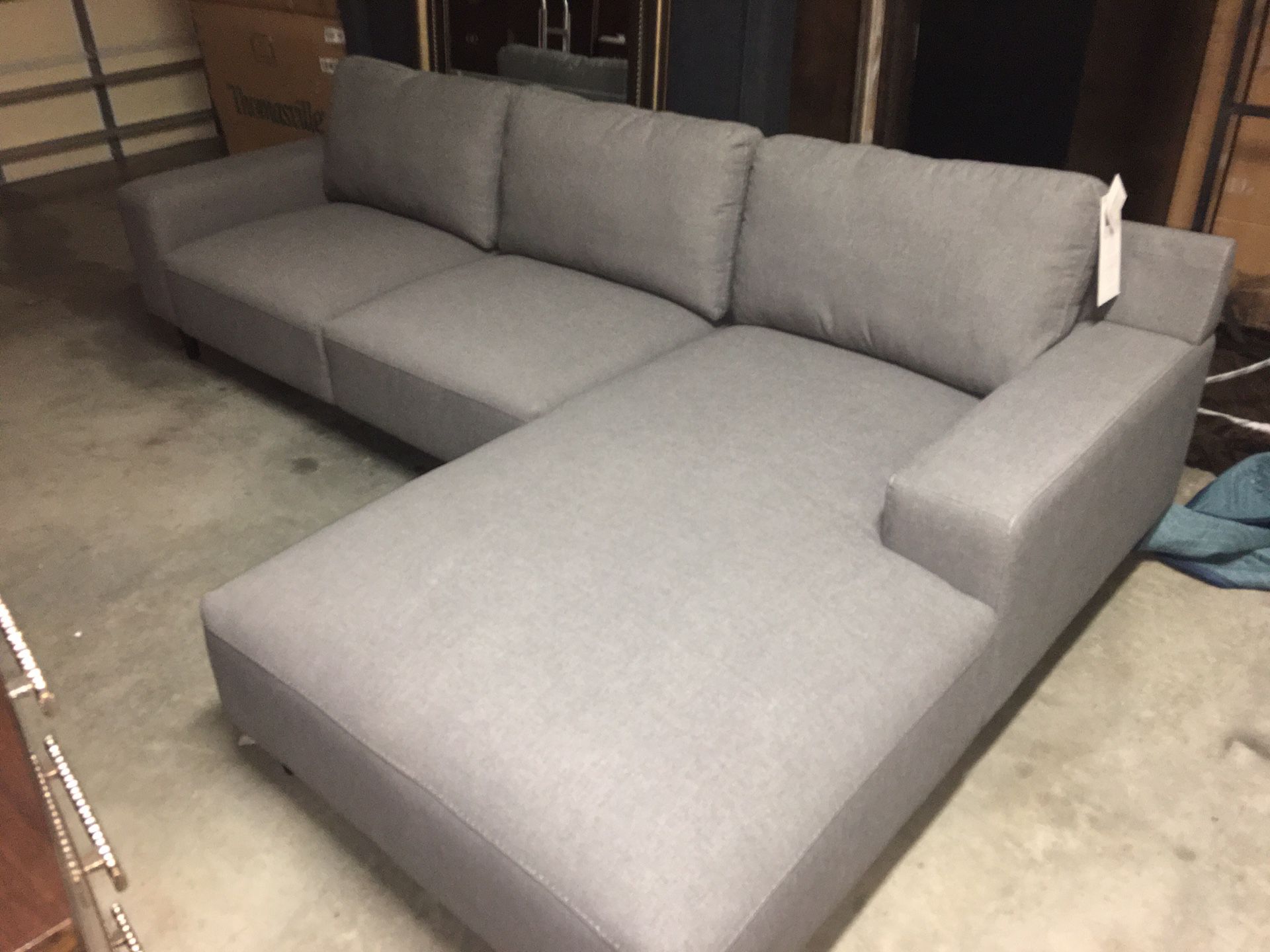 Brand new Simply Living 2pc Durafabric Gray Chaise Sofa