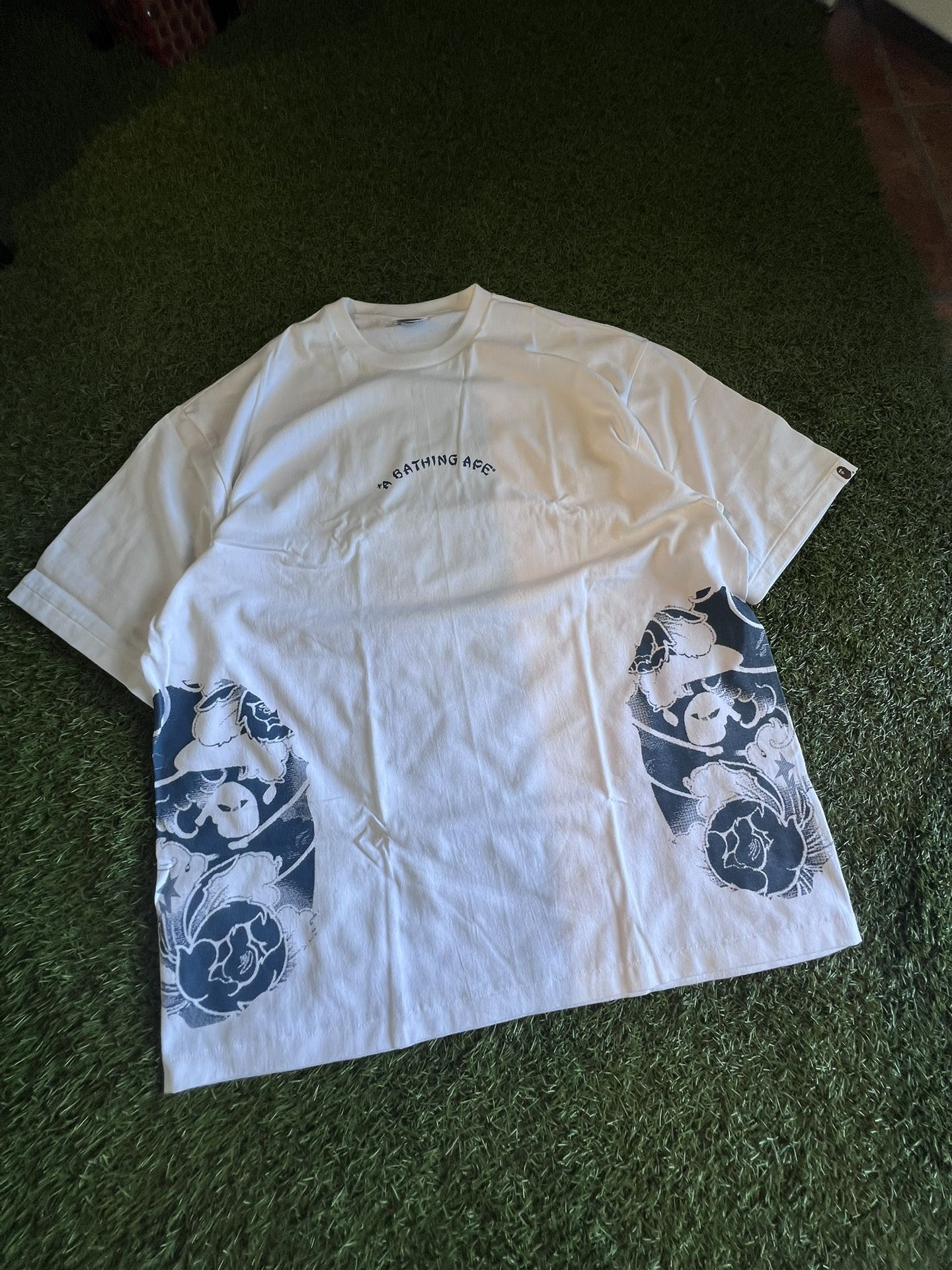 Bape Blue Floral Ape Head Side Print Tee Size 3XL