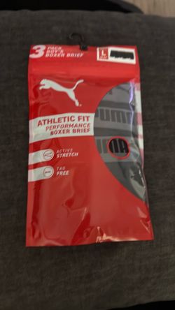 PUMA mens 3 Pack Athletic Fit Boxer Briefs, Castlerock, Large US