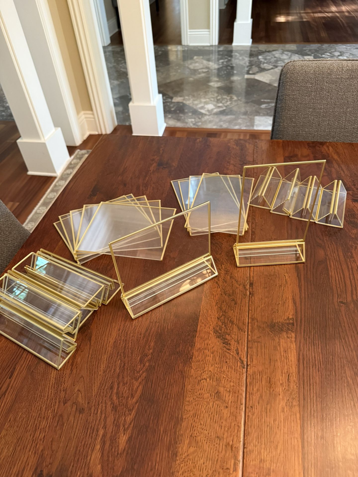 9 Gold Trim Clear Acrylic Picture Display Frames 5x7 Vertical & Horizontal