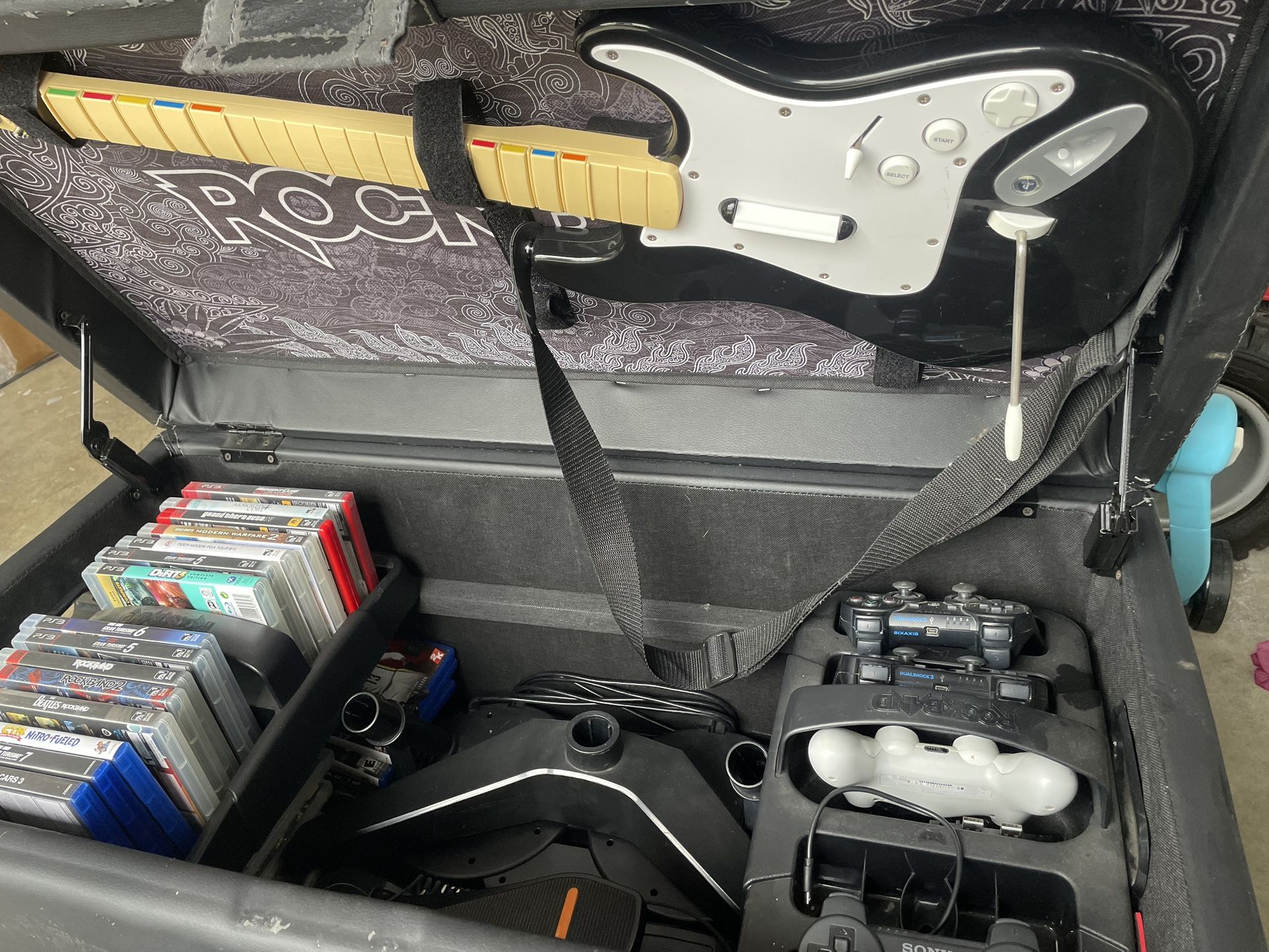 Rockband Set With Storage Ottoman And Bunch Of Games