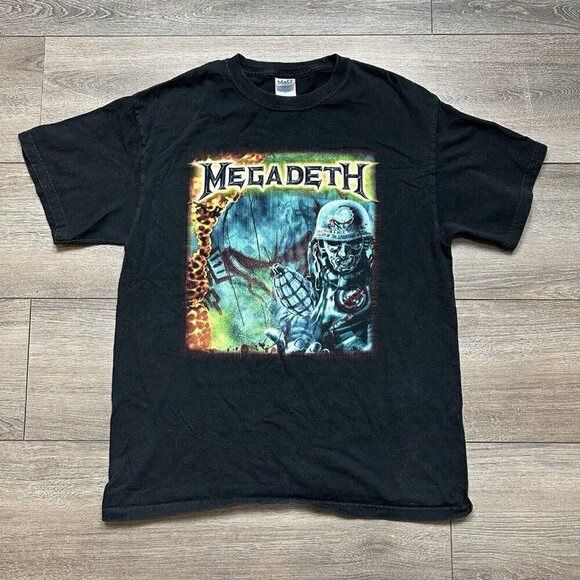 Megadeth T Shirt Y2K Medium Black Preowned Metal Band Tee Zombie Soldier