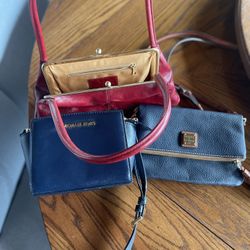 Red Hobo, Navy Michaels Kors, Navy Dooney And Bourke Small Purses 