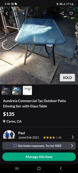 Aundreia Commercial 7pc Outdoor Patio  Dinning Set  with Glass Table