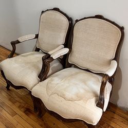 Pair Of Antique Walnut Louis XV Arm Chairs