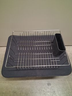 Metal dish rack with drying mat like new pickup 3-8:30 pm rainbow/charleston cash only read description