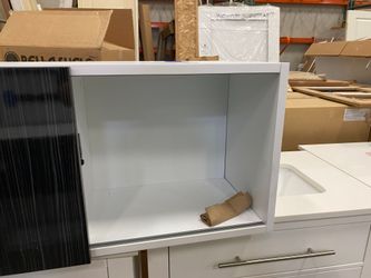 Black and White Sliding Door Cabinet with Lock