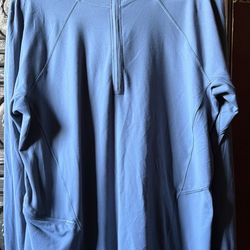 Lululemon Warm Stabilize 1/2 Zip Hoodie In Blue Carcoal 