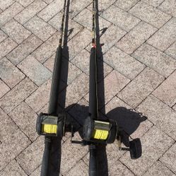 Set of 2 Shimano TLD 30 fishing rods and reels. 