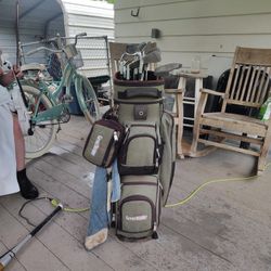 Golf Bag With Clubs And Golf Balls 