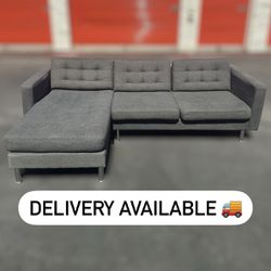 IKEA Dark Gray/Grey Reversible Chaise Sectional Sofa Couch w/ Ottoman - 🚚 DELIVERY AVAILABLE 