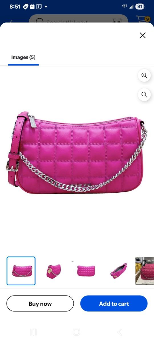 Michael Kors Carmela Medium Pebbled Leather Pouchette Crossbody In Dragonfruit